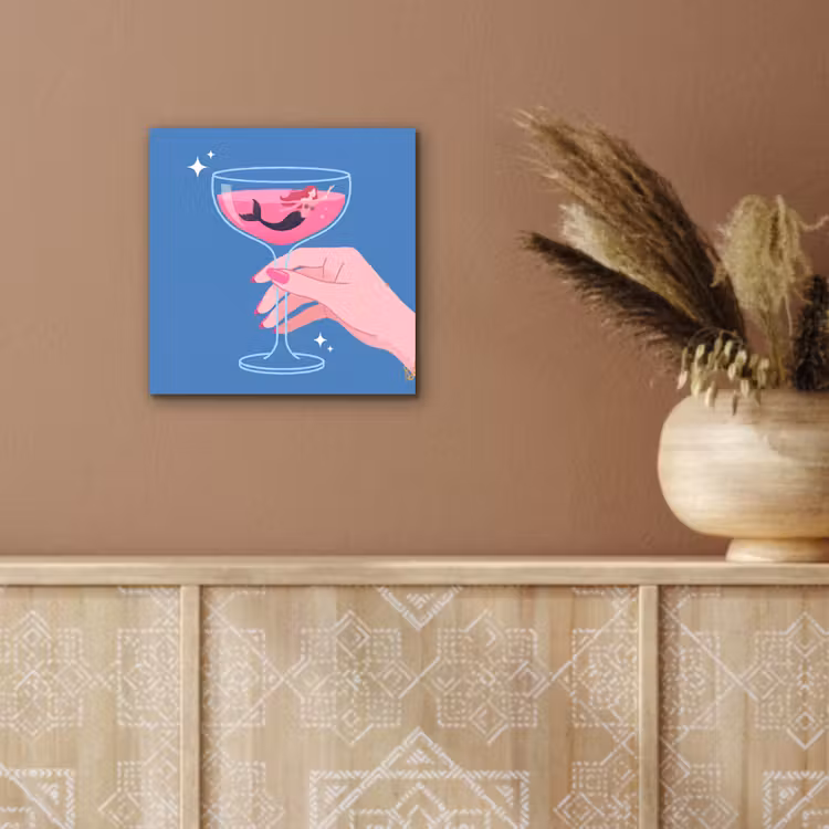 Vrouw - Glas - Abstract - Roze - Blauw aluminium wit klein -sfeer4