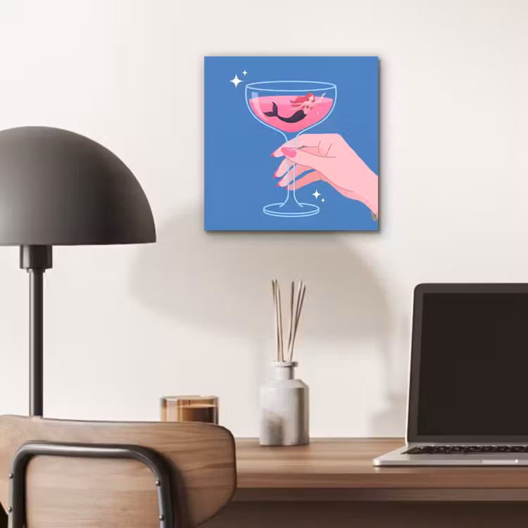 Vrouw - Glas - Abstract - Roze - Blauw aluminium wit klein -sfeer5