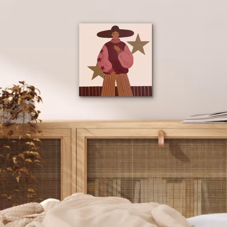 Vrouw - Hoed - Abstract - Modern - Portret aluminium wit klein -sfeer3