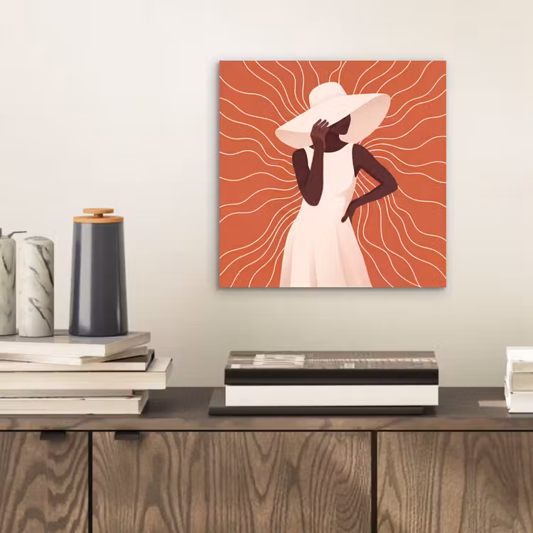 Vrouw - Hoed - Portret - Modern - Beige aluminium wit klein -sfeer1