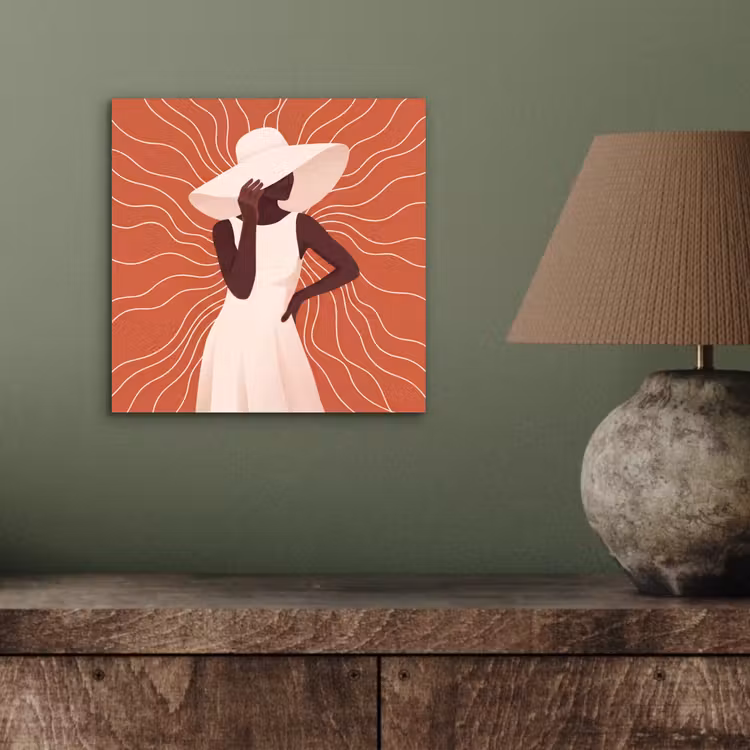 Vrouw - Hoed - Portret - Modern - Beige aluminium wit klein -sfeer2