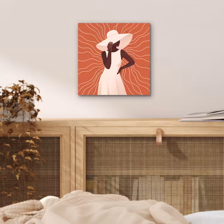 Vrouw - Hoed - Portret - Modern - Beige aluminium wit klein -sfeer3
