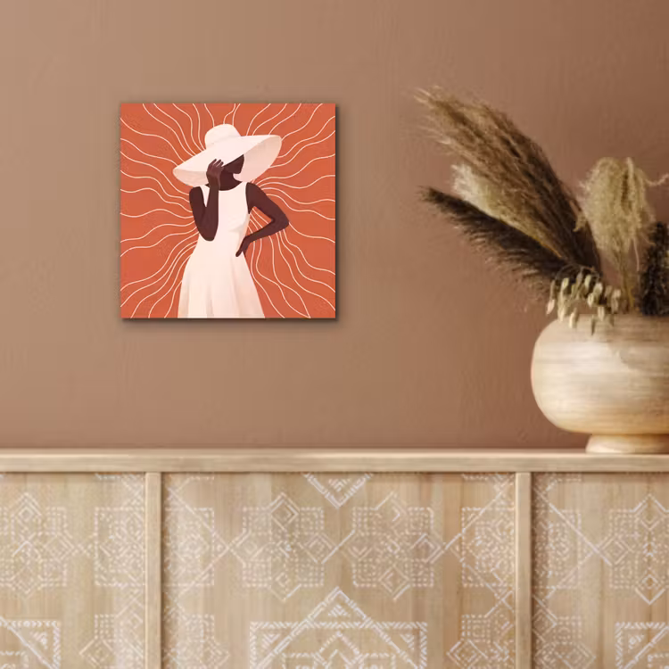 Vrouw - Hoed - Portret - Modern - Beige aluminium wit klein -sfeer4