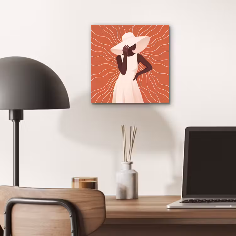 Vrouw - Hoed - Portret - Modern - Beige aluminium wit klein -sfeer5
