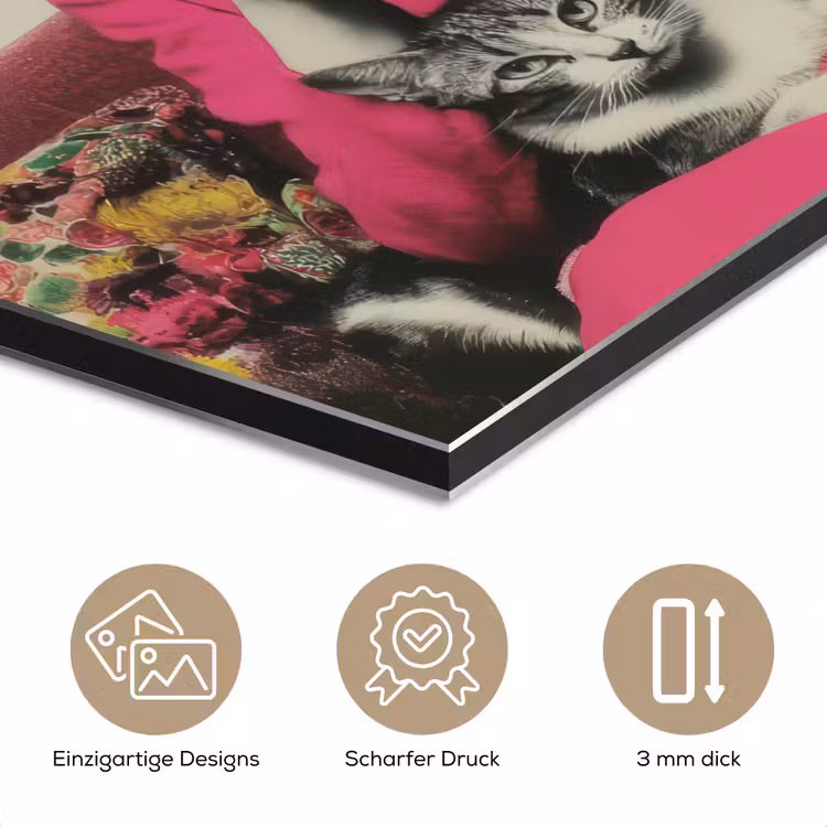 Vrouw - Kat - Bloemen - Kopje - Retro aluminium wit klein -closeup_DE