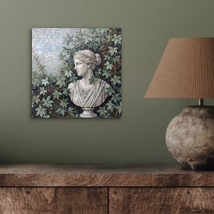 Vrouw - Klassiek - Mozaiëk - Natuur - Groen aluminium wit klein -sfeer2
