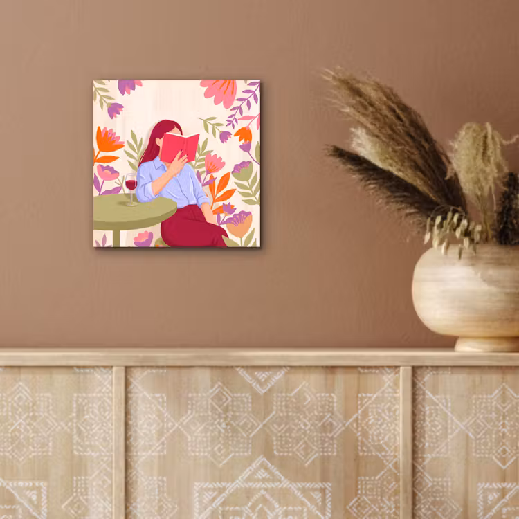 Vrouw - Lezen - Thuis - Modern - Bloemen aluminium wit klein -sfeer4