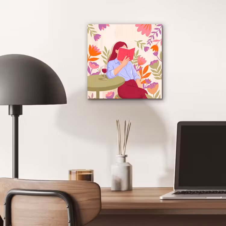 Vrouw - Lezen - Thuis - Modern - Bloemen aluminium wit klein -sfeer5