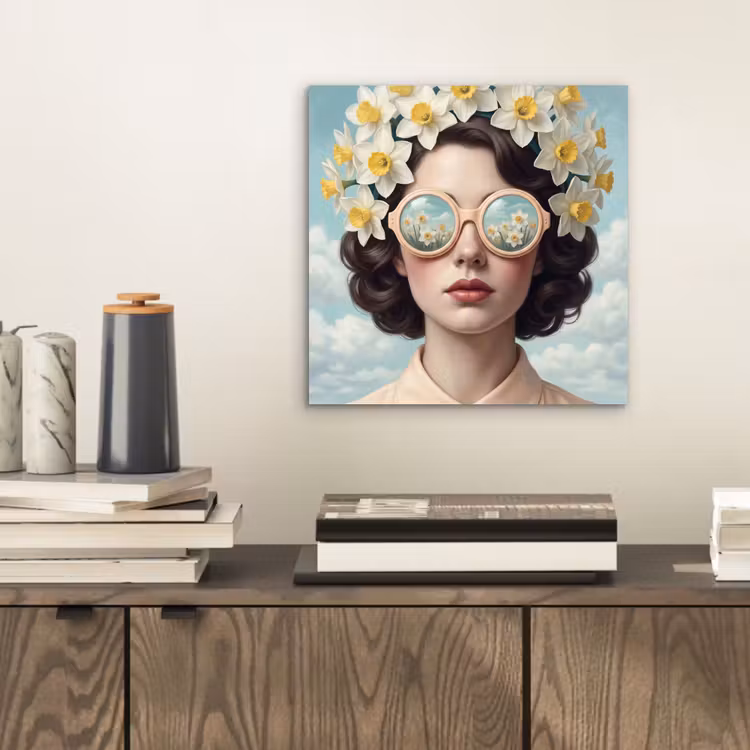 Vrouw - Narcissen - Geel aluminium wit klein -sfeer1