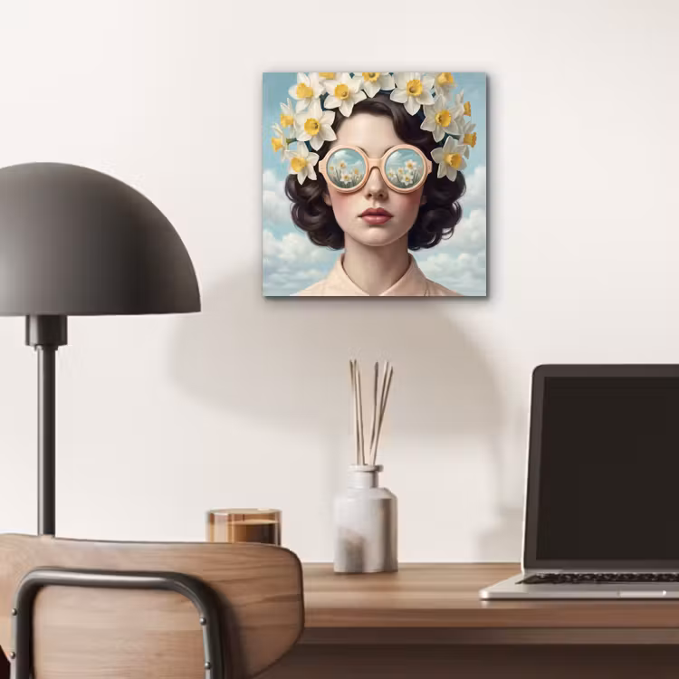 Vrouw - Narcissen - Geel aluminium wit klein -sfeer5