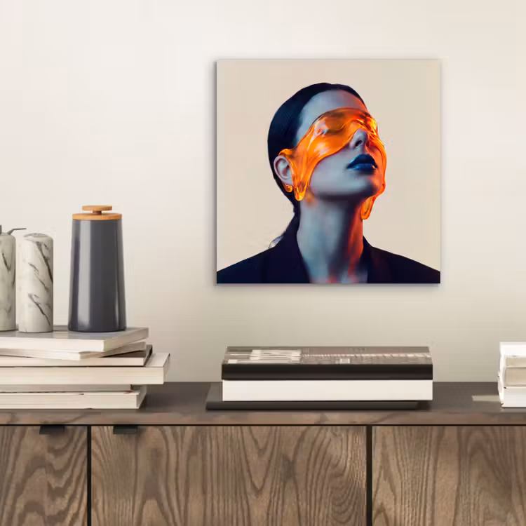 Vrouw - Oranje - Abstract - Modern - Kleurrijk aluminium wit klein -sfeer1