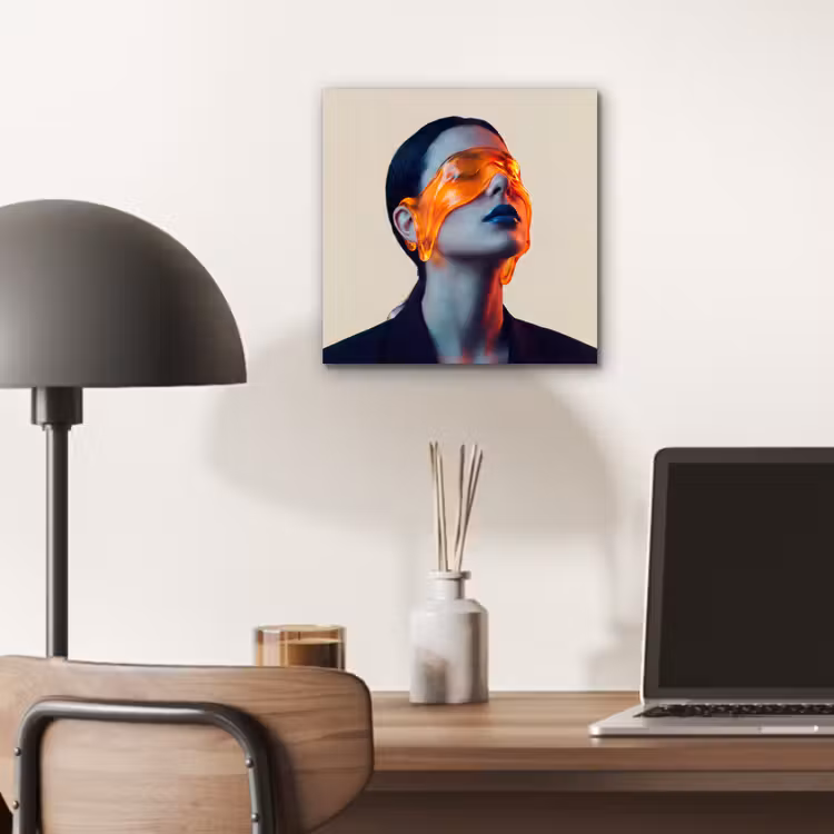 Vrouw - Oranje - Abstract - Modern - Kleurrijk aluminium wit klein -sfeer5