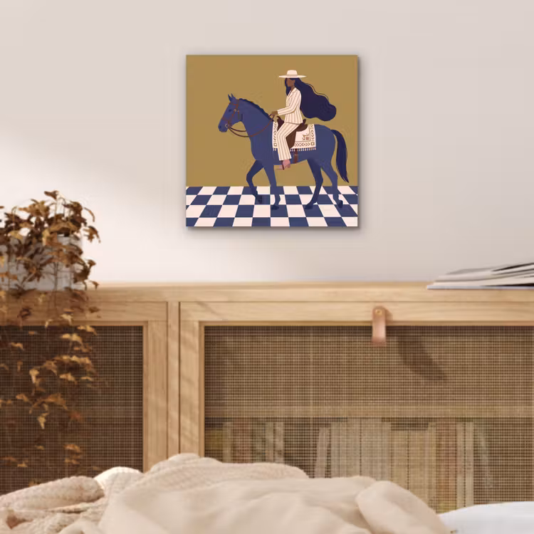 Vrouw - Paard - Rijden - Modern - Abstract aluminium wit klein -sfeer3