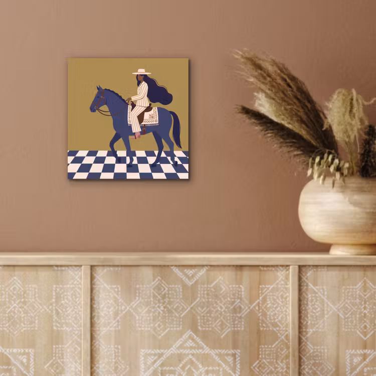Vrouw - Paard - Rijden - Modern - Abstract aluminium wit klein -sfeer4