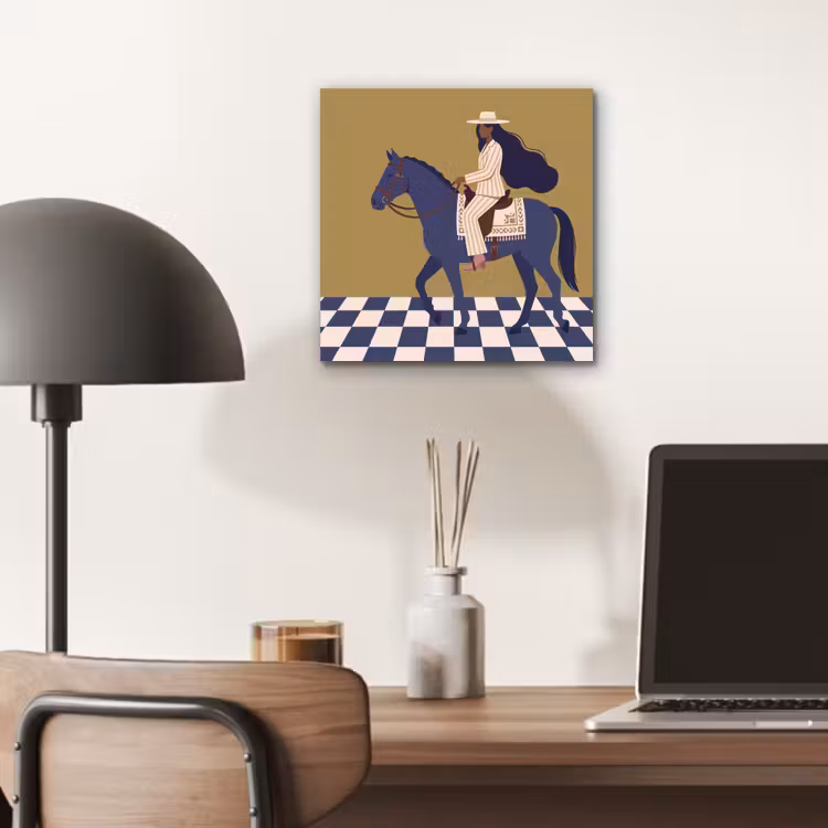 Vrouw - Paard - Rijden - Modern - Abstract aluminium wit klein -sfeer5
