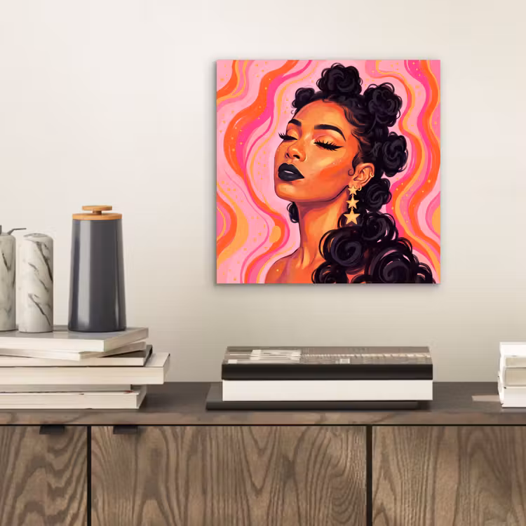 Vrouw - Portret - Abstract - Kleurrijk - Roze aluminium wit klein -sfeer1