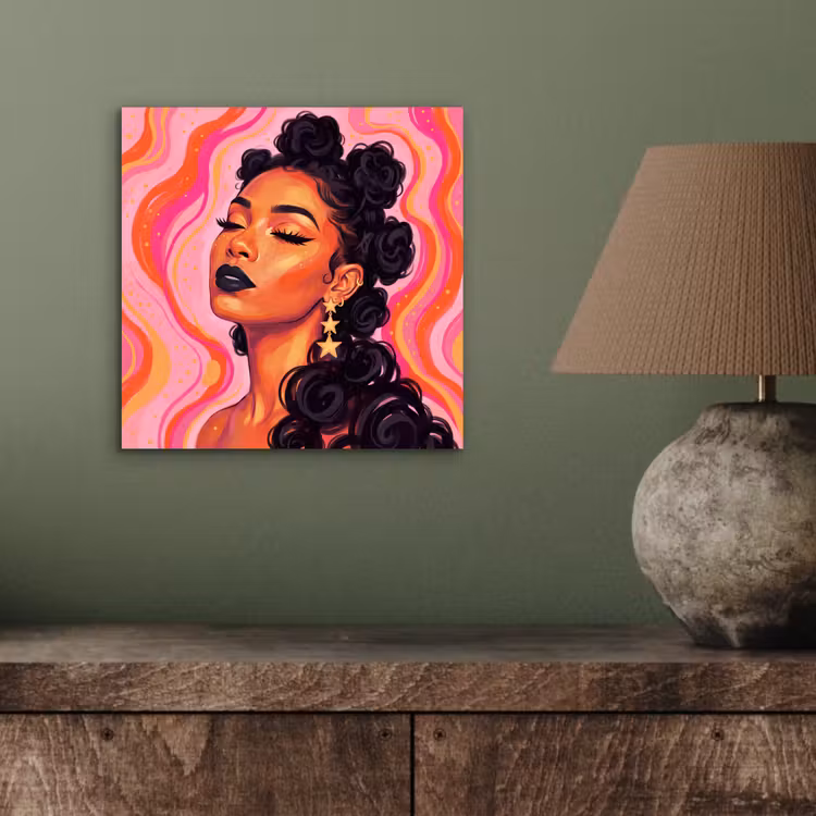 Vrouw - Portret - Abstract - Kleurrijk - Roze aluminium wit klein -sfeer2