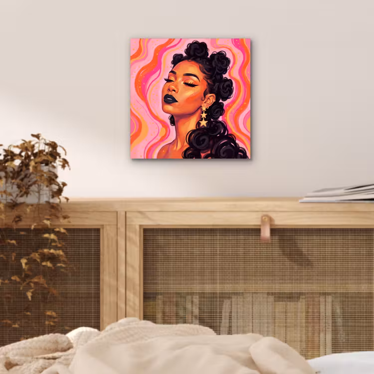 Vrouw - Portret - Abstract - Kleurrijk - Roze aluminium wit klein -sfeer3
