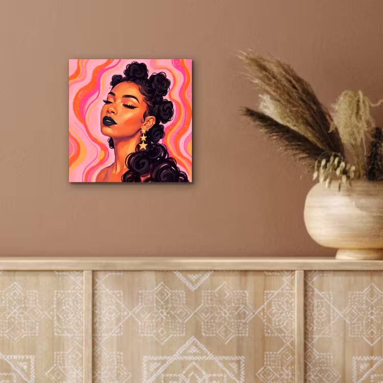 Vrouw - Portret - Abstract - Kleurrijk - Roze aluminium wit klein -sfeer4