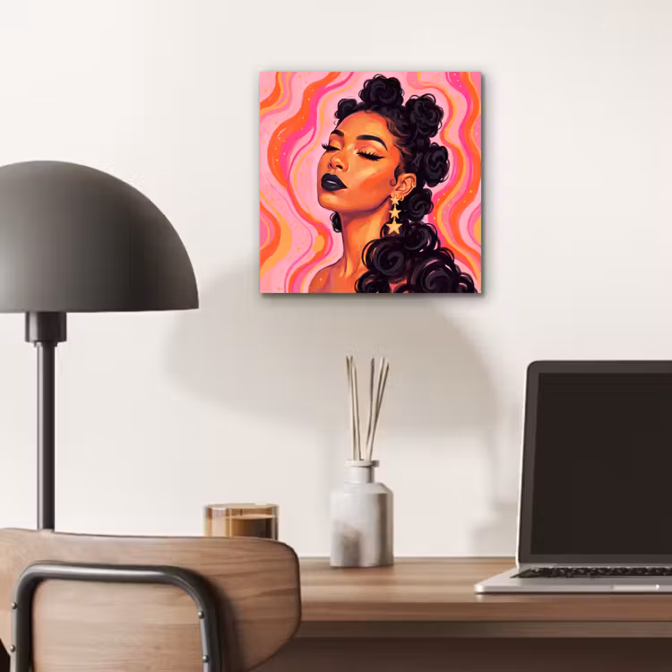 Vrouw - Portret - Abstract - Kleurrijk - Roze aluminium wit klein -sfeer5