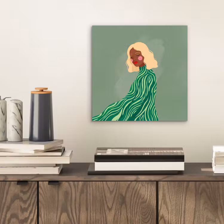 Vrouw - Portret - Illustratie - Modern - Groen aluminium wit klein -sfeer1