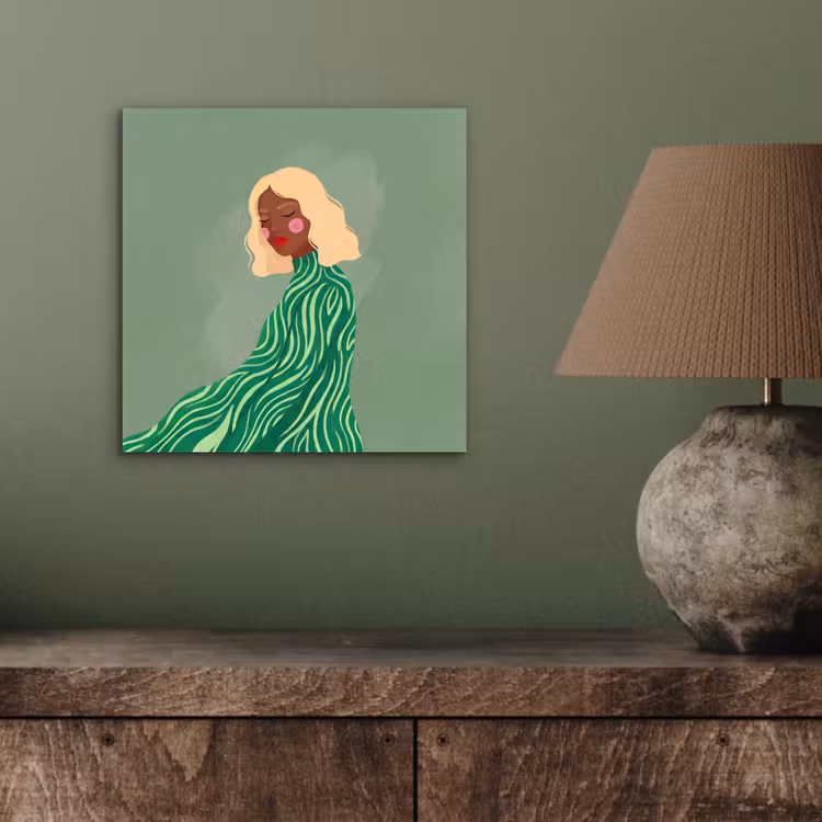 Vrouw - Portret - Illustratie - Modern - Groen aluminium wit klein -sfeer2