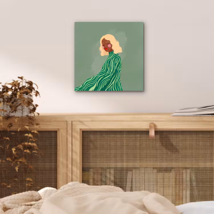 Vrouw - Portret - Illustratie - Modern - Groen aluminium wit klein -sfeer3