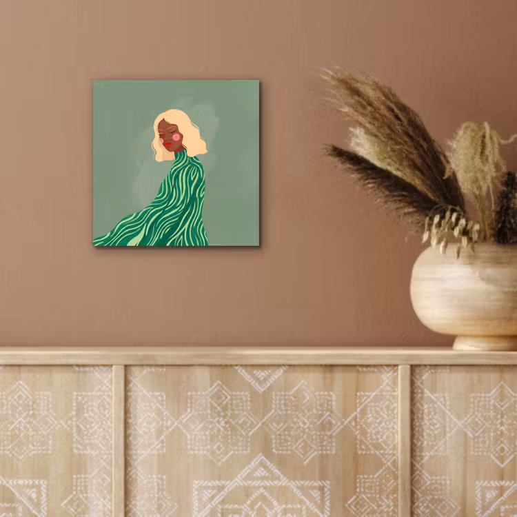 Vrouw - Portret - Illustratie - Modern - Groen aluminium wit klein -sfeer4