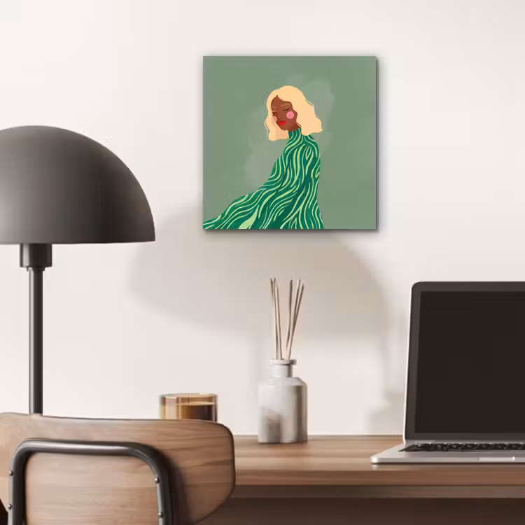 Vrouw - Portret - Illustratie - Modern - Groen aluminium wit klein -sfeer5