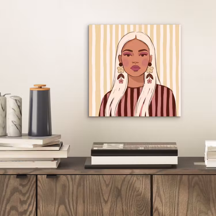 Vrouw - Portret - Illustratie - Modern - Roze aluminium wit klein -sfeer1
