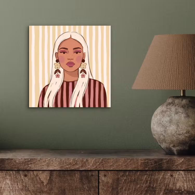 Vrouw - Portret - Illustratie - Modern - Roze aluminium wit klein -sfeer2