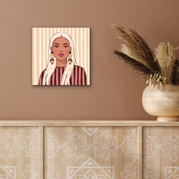 Vrouw - Portret - Illustratie - Modern - Roze aluminium wit klein -sfeer4