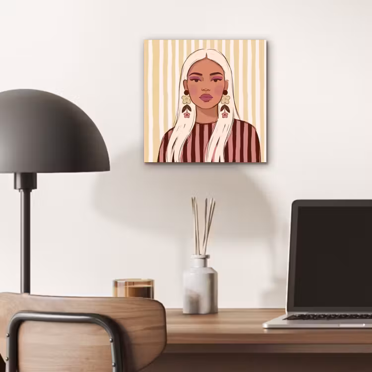 Vrouw - Portret - Illustratie - Modern - Roze aluminium wit klein -sfeer5