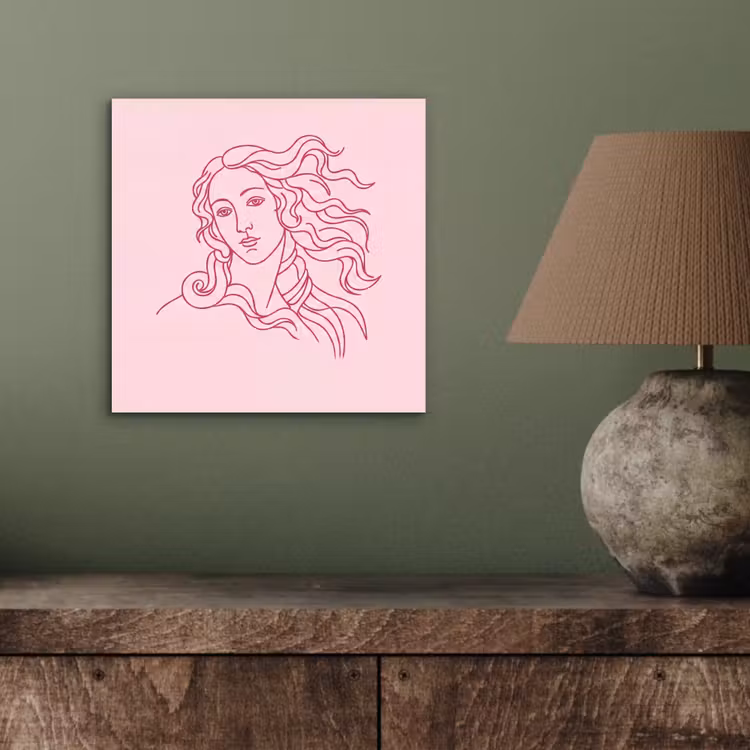 Vrouw - Portret - Klassiek - Line-art - Roze aluminium wit klein -sfeer2