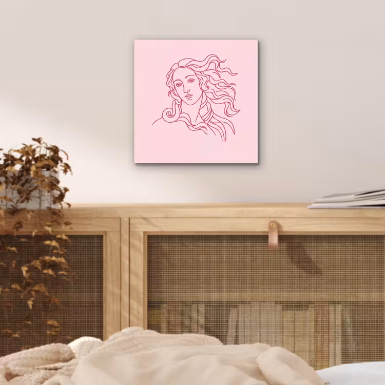 Vrouw - Portret - Klassiek - Line-art - Roze aluminium wit klein -sfeer3
