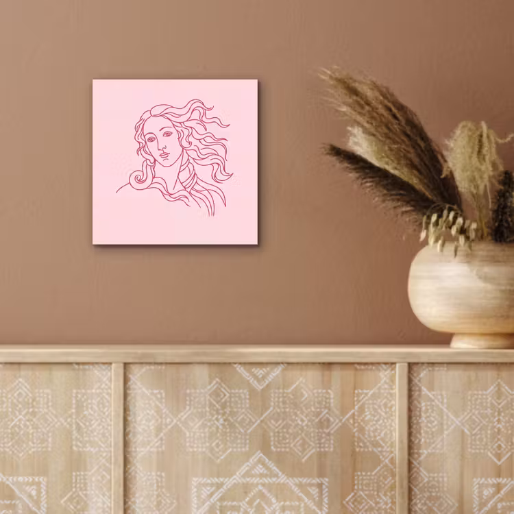 Vrouw - Portret - Klassiek - Line-art - Roze aluminium wit klein -sfeer4