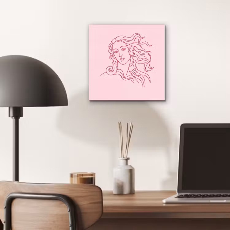 Vrouw - Portret - Klassiek - Line-art - Roze aluminium wit klein -sfeer5