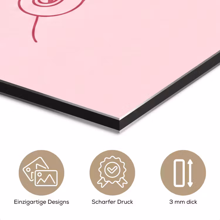 Vrouw - Portret - Klassiek - Line-art - Roze aluminium wit klein -closeup_DE