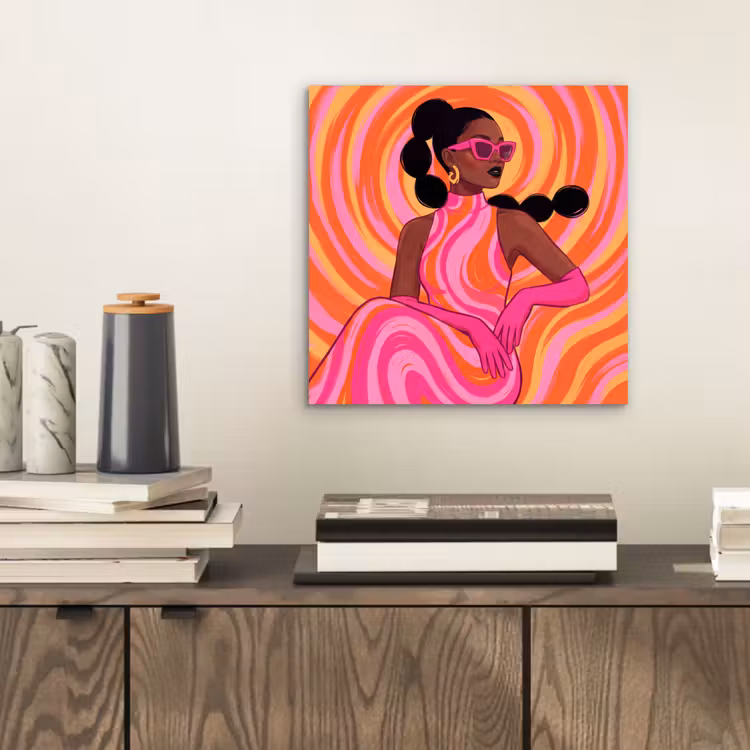 Vrouw - Portret - Kunst - Abstract - Roze aluminium wit klein -sfeer1