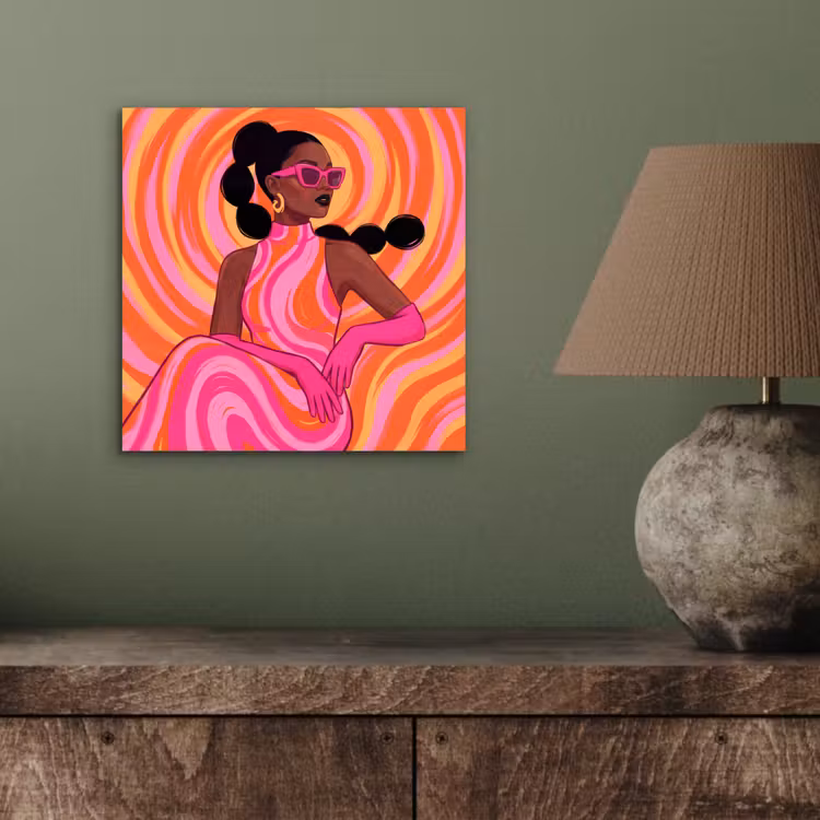 Vrouw - Portret - Kunst - Abstract - Roze aluminium wit klein -sfeer2