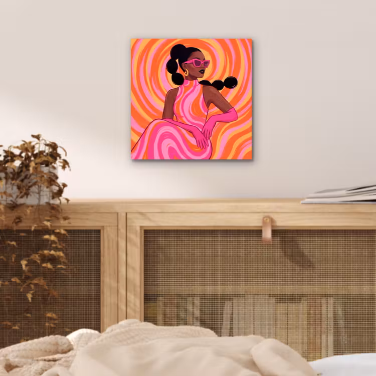 Vrouw - Portret - Kunst - Abstract - Roze aluminium wit klein -sfeer3