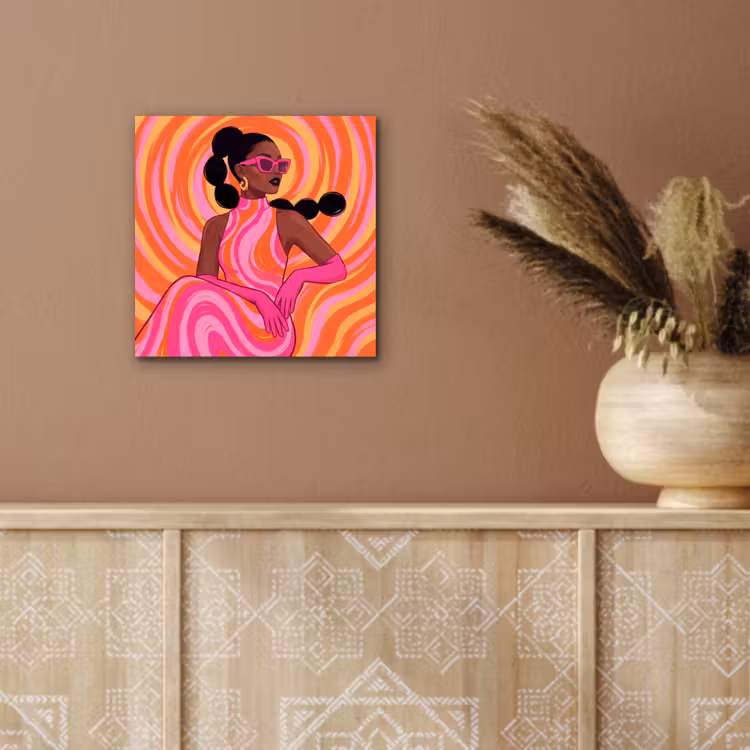 Vrouw - Portret - Kunst - Abstract - Roze aluminium wit klein -sfeer4