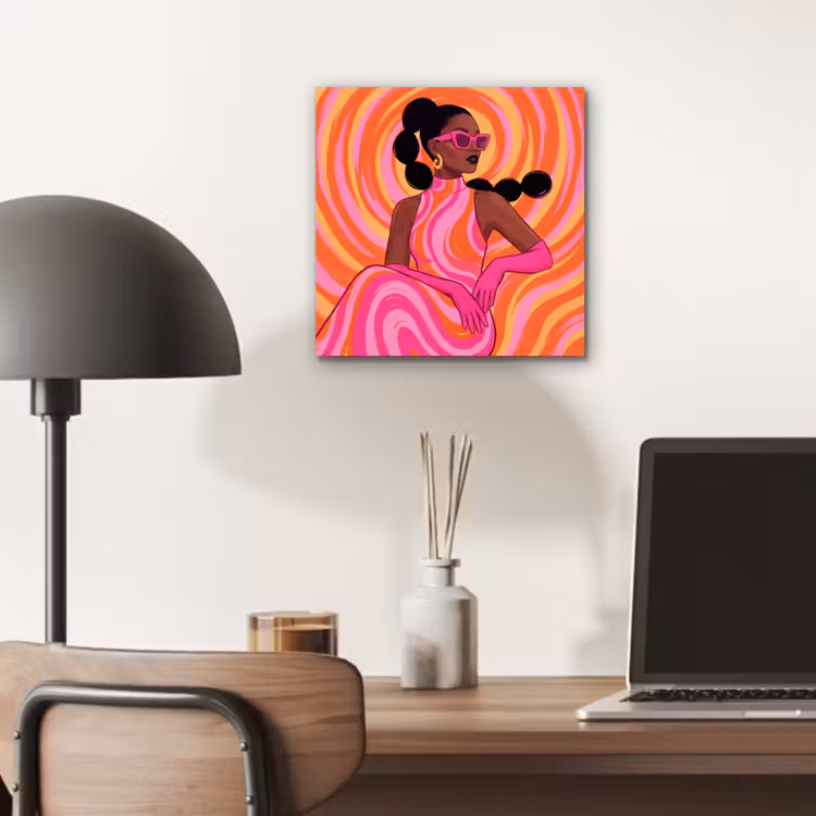 Vrouw - Portret - Kunst - Abstract - Roze aluminium wit klein -sfeer5