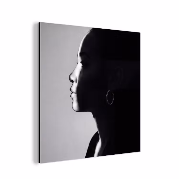 Vrouw - Profiel - Mensen - Zwart-wit aluminium wit klein -3d
