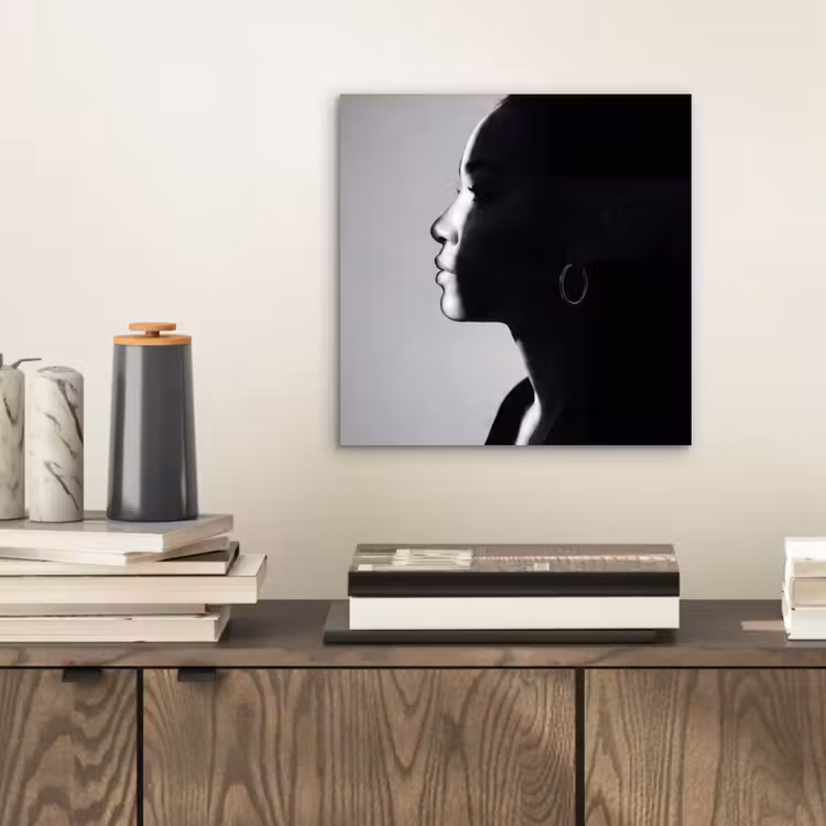 Vrouw - Profiel - Mensen - Zwart-wit aluminium wit klein -sfeer1