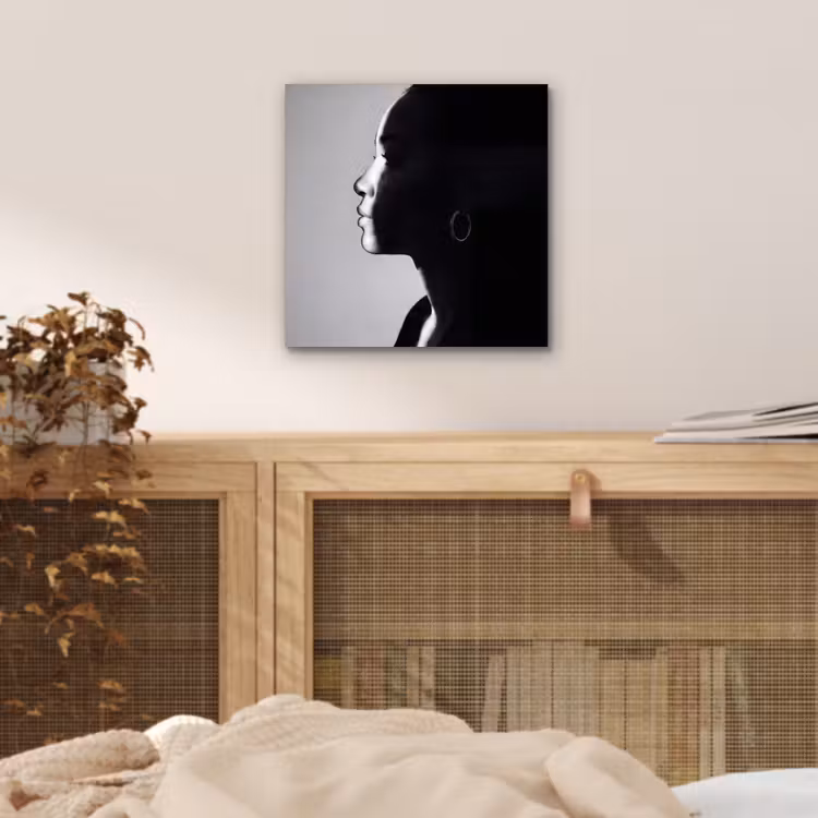 Vrouw - Profiel - Mensen - Zwart-wit aluminium wit klein -sfeer3