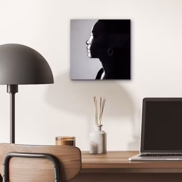 Vrouw - Profiel - Mensen - Zwart-wit aluminium wit klein -sfeer5