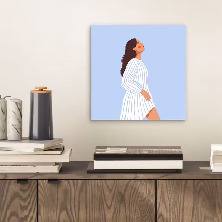 Vrouw - Profiel - Rust - Modern - Illustratie aluminium wit klein -sfeer1