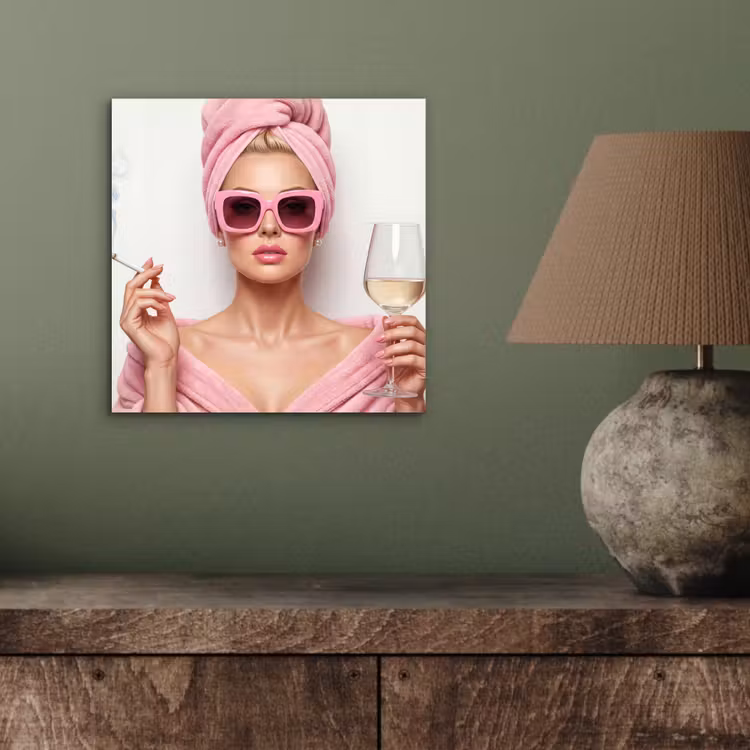 Vrouw - Roze - Wijn - Zonnebril aluminium wit klein -sfeer2