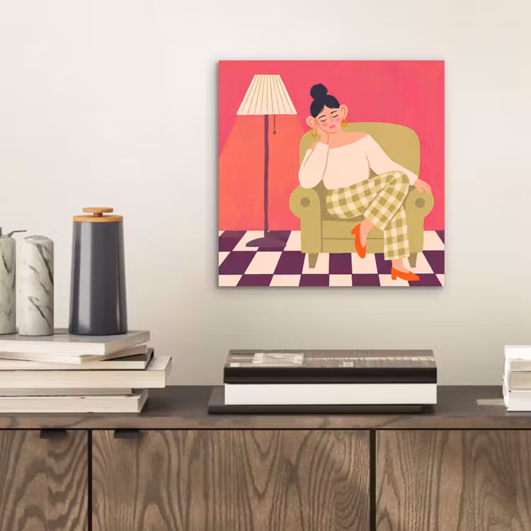 Vrouw - Rust - Interieur - Modern - Kunst aluminium wit klein -sfeer1